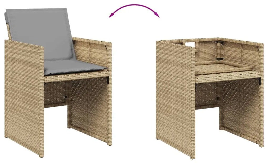 vidaXL Σετ Τραπεζαρίας Κήπου 15τεμ. Μικτό Μπεζ Συνθ. Ρατάν &amp; Μαξιλάρια