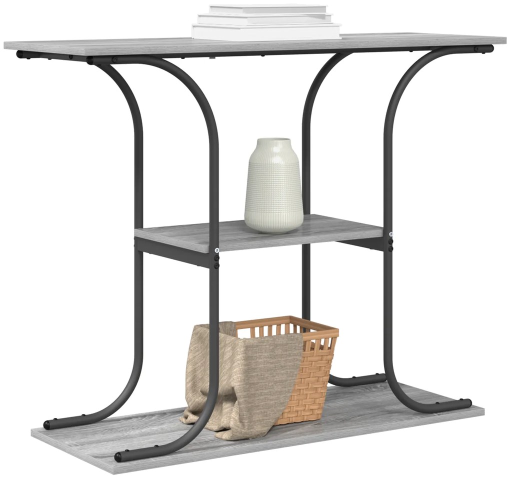vidaXL Τραπέζι κονσόλας με ράφι Γκρι sonoma 101 x 35 x 80.5 εκ
