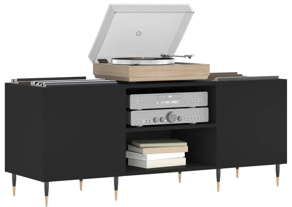 vidaXL Έπιπλο Δίσκων Μαύρο 121 x 38 x 48 εκ. από Επεξεργασμένο Ξύλο