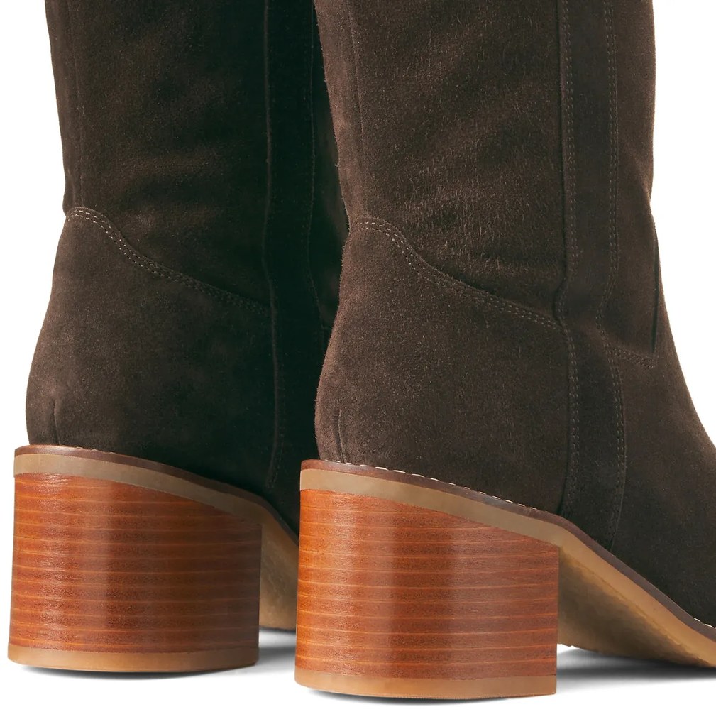 Μπότες από nubuck με φαρδύ τακούνι