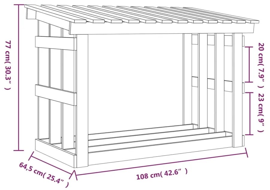 Ραφιέρα Καυσόξυλων Καφέ Μελί 108x64,5x77 εκ. Μασίφ Ξύλο Πεύκου