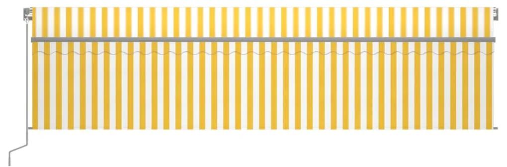 vidaXL Τέντα Συρόμενη Αυτόματη με Σκίαστρο Κίτρινο / Λευκό 6 x 3 μ.
