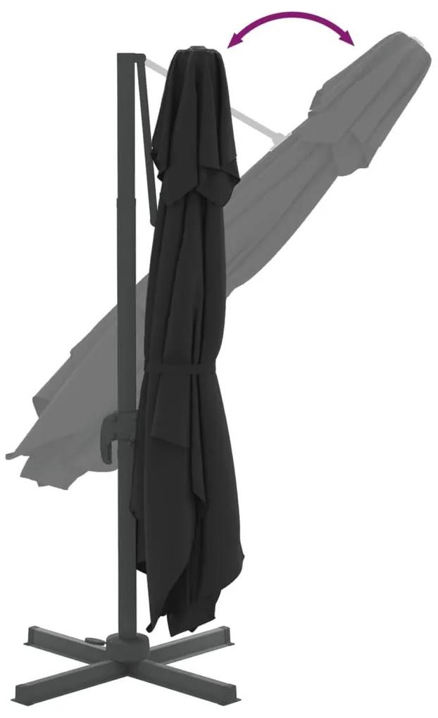Ομπρέλα Κρεμαστή με Διπλή Κορυφή Μαύρη 400 x 300 εκ. - Μαύρο