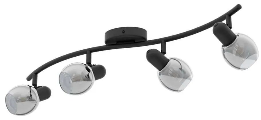 Φωτιστικό Οροφής Spot Pollica 98626 Black-Clear Eglo Metal, Glass
