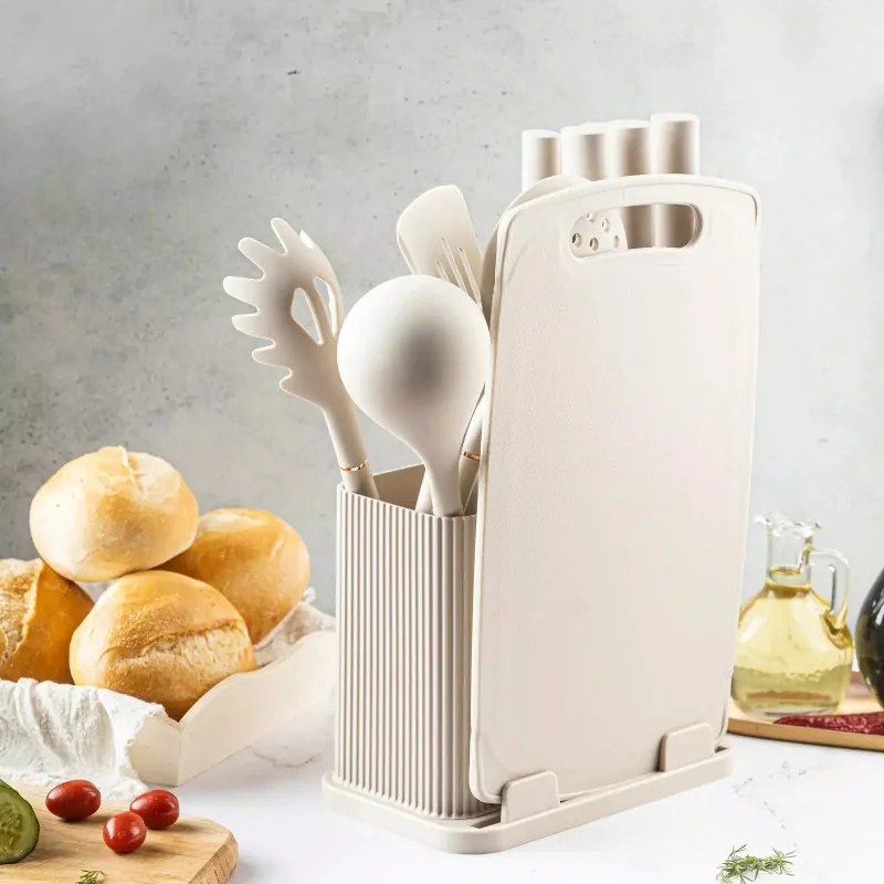 Σετ μαχαιριών και σκευών Klausberg KB 7935, πίνακας και βάση, 12 τεμάχια, Μπεζ