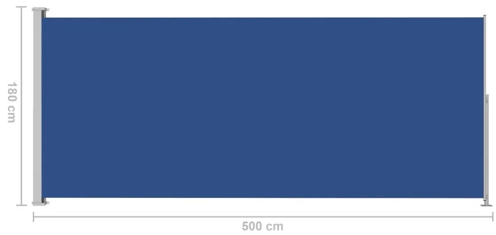 Σκίαστρο Πλαϊνό Συρόμενο Βεράντας Μπλε 180 x 500 εκ. - Μπλε
