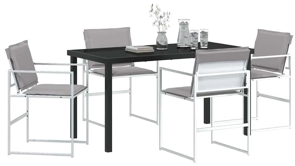 vidaXL Σέτ φαγητού για κήπο 5 pcs Λευκό Χάλυβας με επίστρωση πούδρας