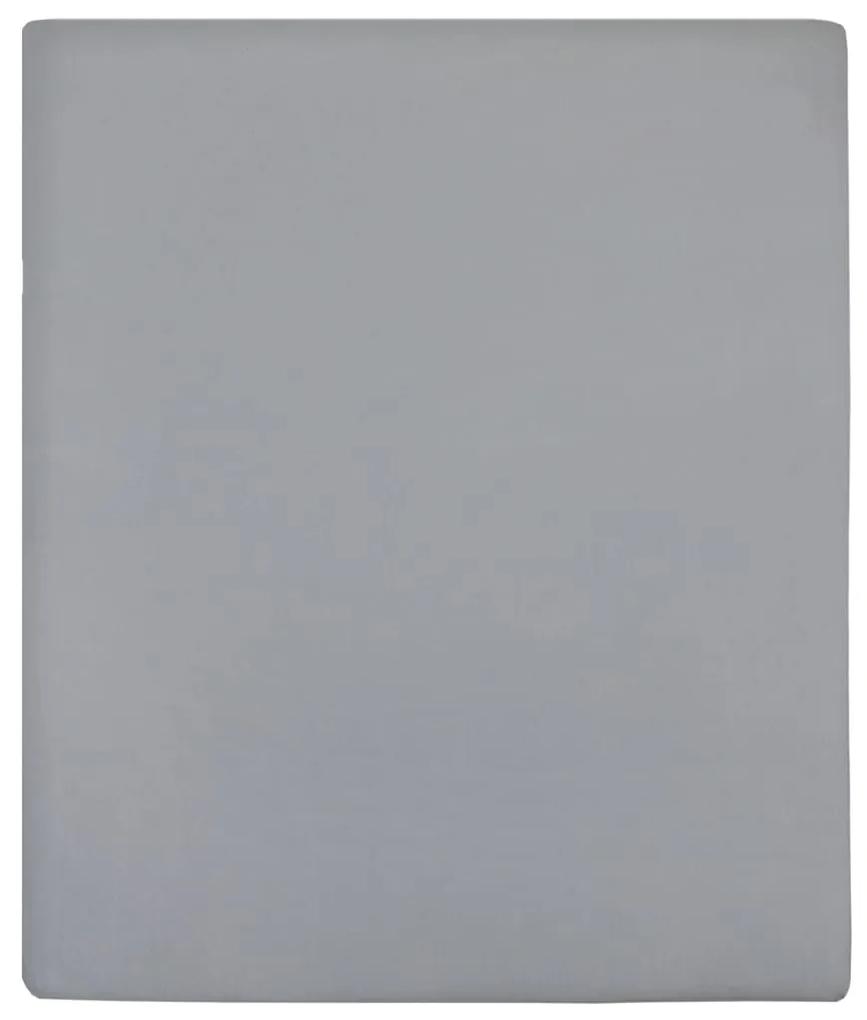 vidaXL Σεντόνια με Λάστιχο 2 τεμ. Γκρι 140x200 εκ. Βαμβακερό Ζέρσεϊ