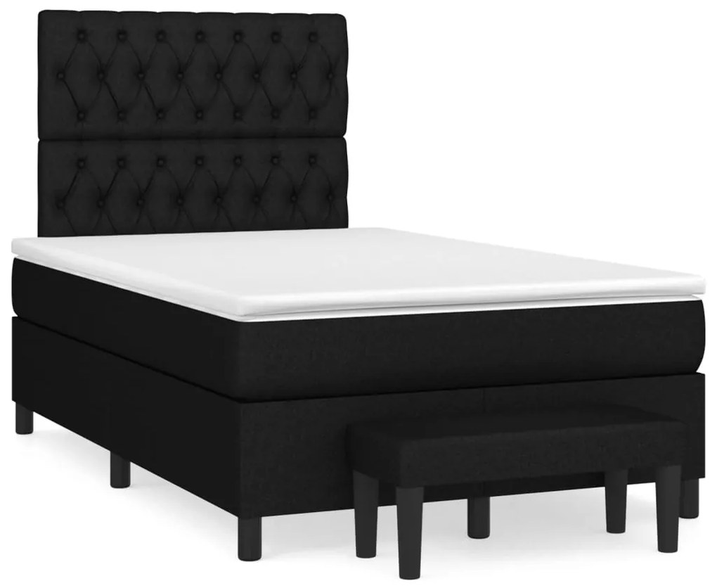 vidaXL Κρεβάτι Boxspring με Στρώμα Μαύρο 120x200 εκ. Υφασμάτινο