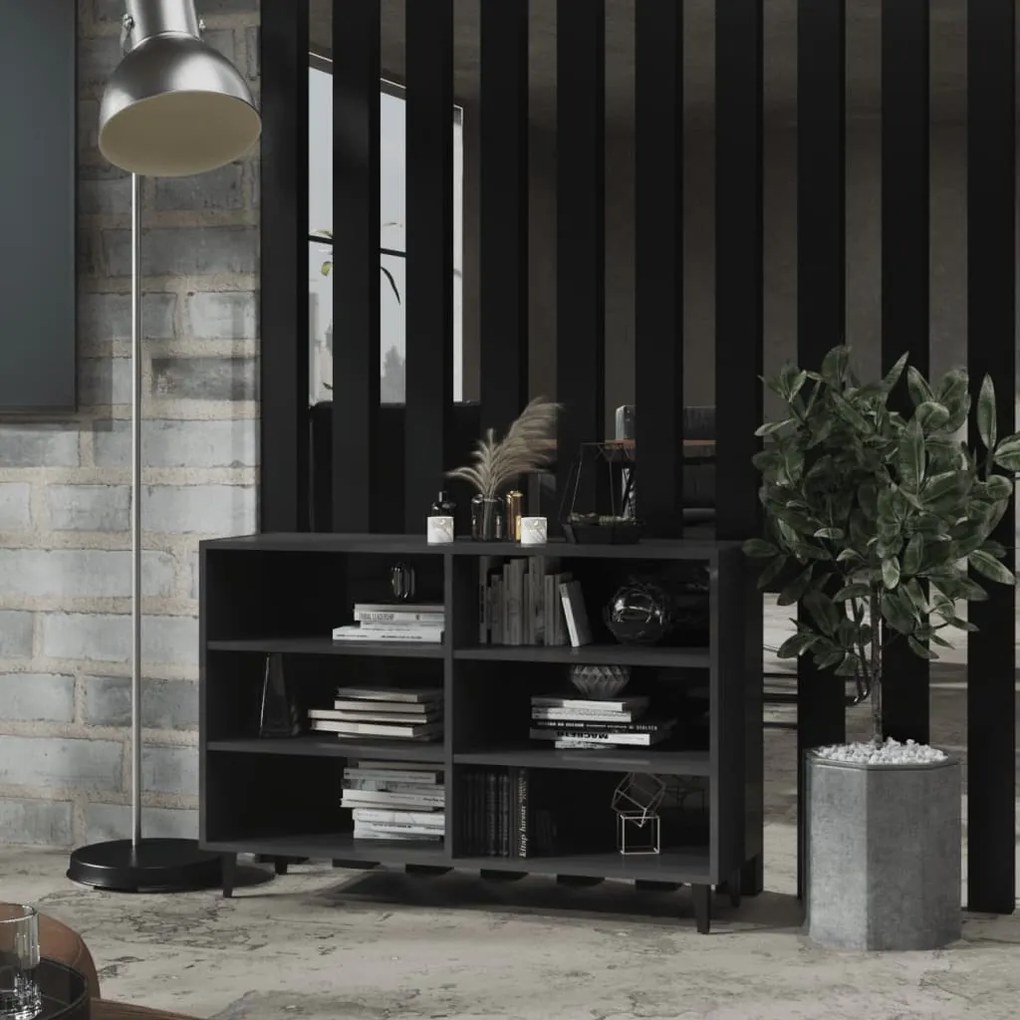 vidaXL Ραφιέρα Γυαλιστερή Γκρι 103,5 x 35 x 70 εκ. από Επεξ. Ξύλο