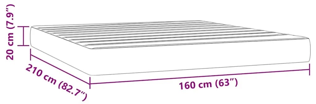 vidaXL Στρώμα με Pocket Springs Σκούρο Γκρι 160x210x20 εκ. Βελούδινο