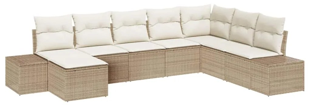 vidaXL Σετ Καναπέ Κήπου με μαξιλάρι 8 pcs Μπεζ συνθετικό ρατάν