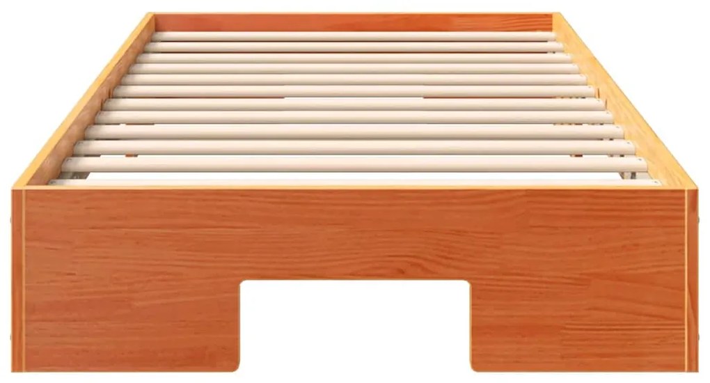 vidaXL Κρεβάτι δαπέδου Καφέ 100 x 200 cm Μασίφ ξύλο πεύκου