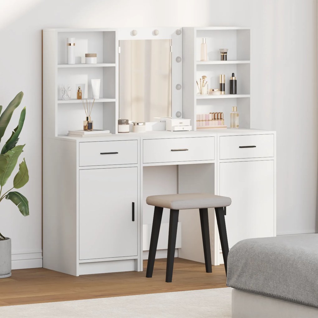 vidaXL Σετ Γκαρνταρόμπας 3 Τεμαχίων Λευκό Κατασκευασμένο Ξύλο