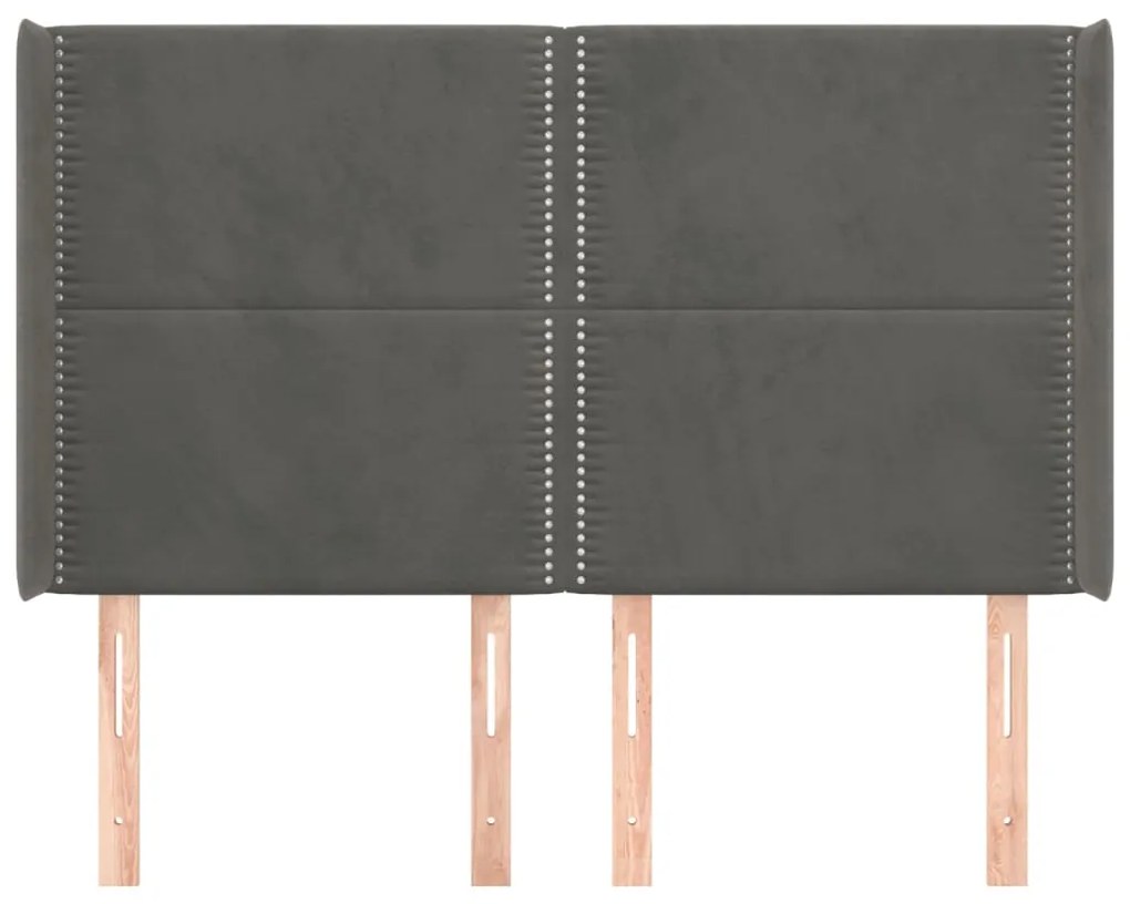 Κεφαλάρι με Πτερύγια Σκούρο Γκρι 147x16x118/128εκ.Βελούδινο 3119489