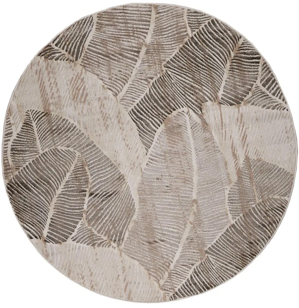 Χαλί Gossip 8426B Vizon White Beige-Brown Βιοκαρπέτ 160X160 Round