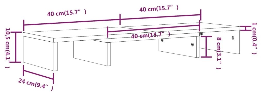 Βάση Οθόνης Λευκή 80 x 24 x 10,5 εκ. από Μασίφ Ξύλο Πεύκου - Λευκό