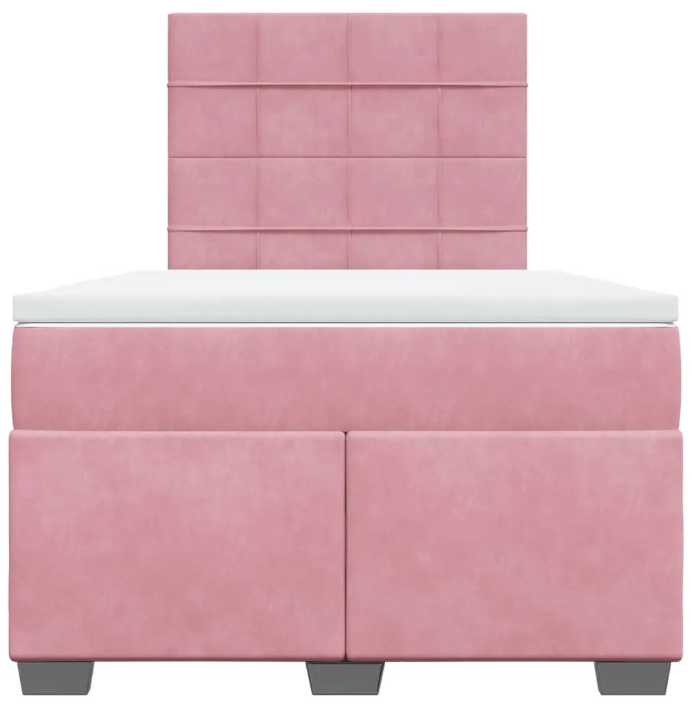 Κρεβάτι Boxspring με Στρώμα Ροζ 120x200 εκ. Βελούδινο 3293187