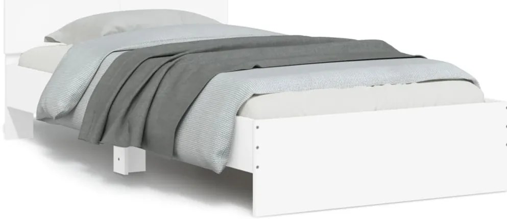 vidaXL Πλαίσιο Κρεβατιού με Κεφαλάρι Λευκό 100x200 εκ. Επεξ. Ξύλο