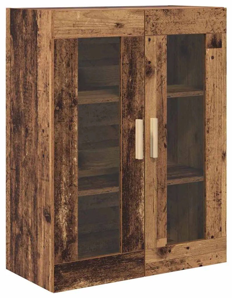 vidaXL Highboard Παλιό Ξύλο 69,5 x 34 x 180 εκ. Σύνθετο Ξύλο και Γυαλί