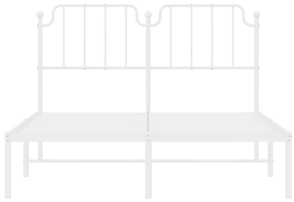vidaXL Πλαίσιο Κρεβατιού με Κεφαλάρι Λευκό 140x190 εκ. Μεταλλικό
