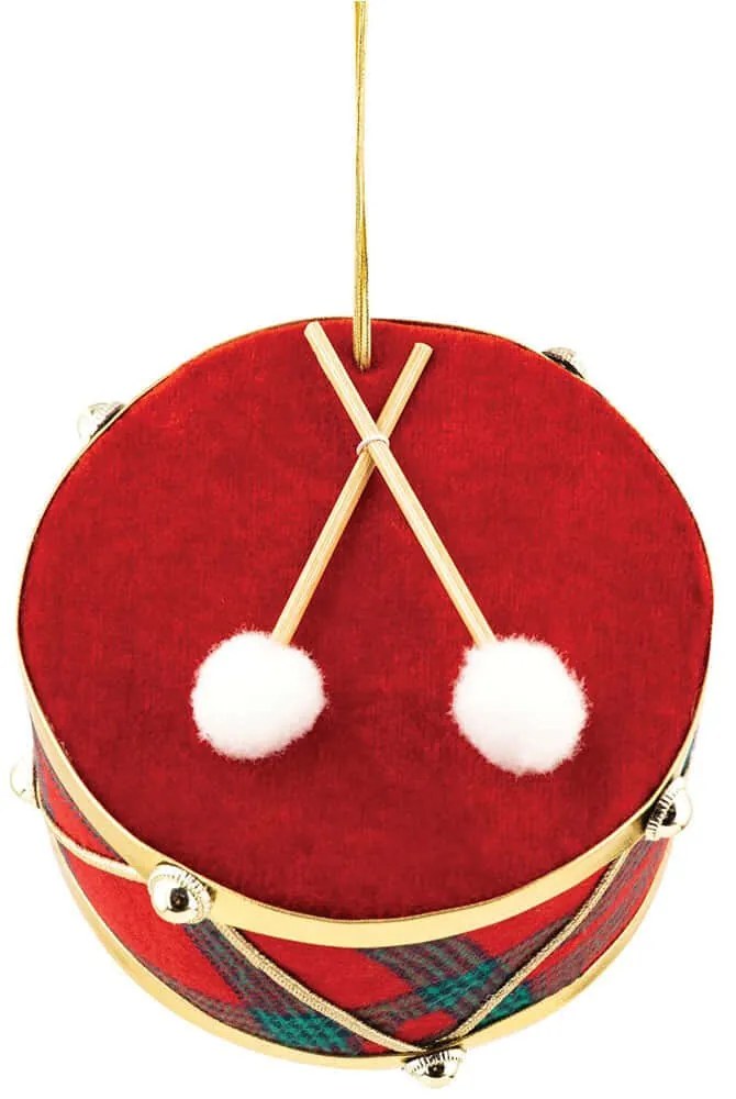 Χριστουγεννιάτικο Στολίδι Τύμπανο 240017 12x12x8cm Red