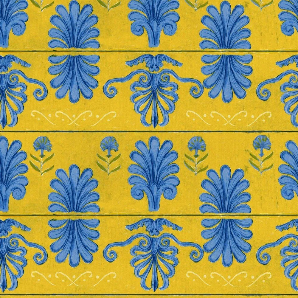 Ταπετσαρία Mykonos Villa Motif Wp30044 52X1000Cm Yellow-Blue Mindthegap 52x1000cm