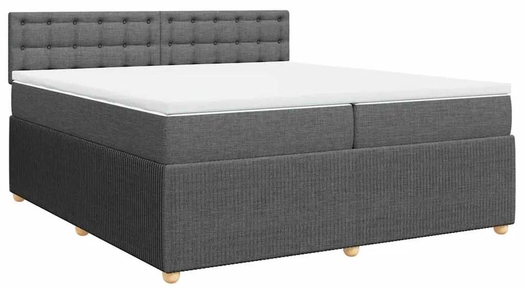 vidaXL Κρεβάτι Boxspring με Στρώμα Σκούρο Γκρι 200x200 εκ. Υφασμάτινο