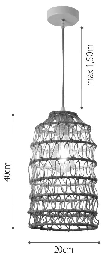Κρεμαστό Φωτιστικό από σχοινί 1xE27 D:20cm (4048-C) - Σχοινί - 4048-C