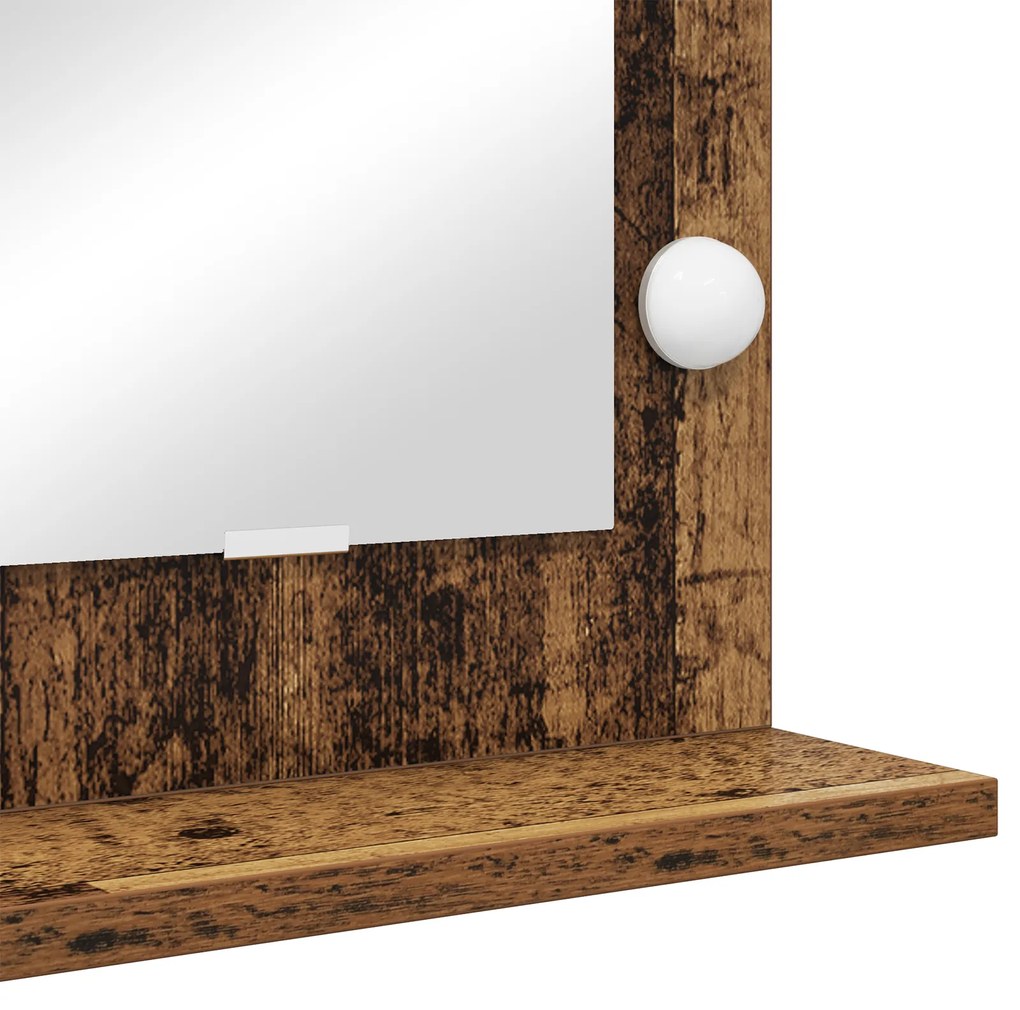 vidaXL Καθρέφτης Vanity με LED Φώτα από Παλιό Ξύλο 60x55x18 εκ