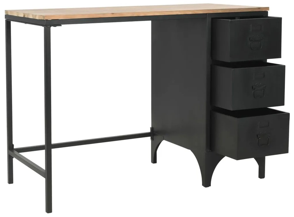 vidaXL Γραφείο με Συρτάρια 100 x 50 x 76 εκ. Μασίφ Ξύλο Ελάτης/Ατσάλι