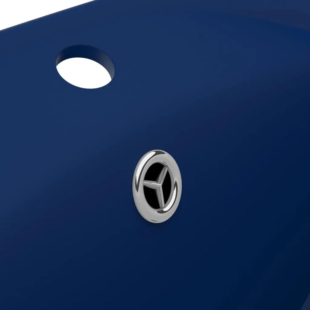 Νιπτήρας με Υπερχείλιση Οβάλ Σκ. Μπλε Ματ 58,5x39 εκ. Κεραμικός - Μπλε