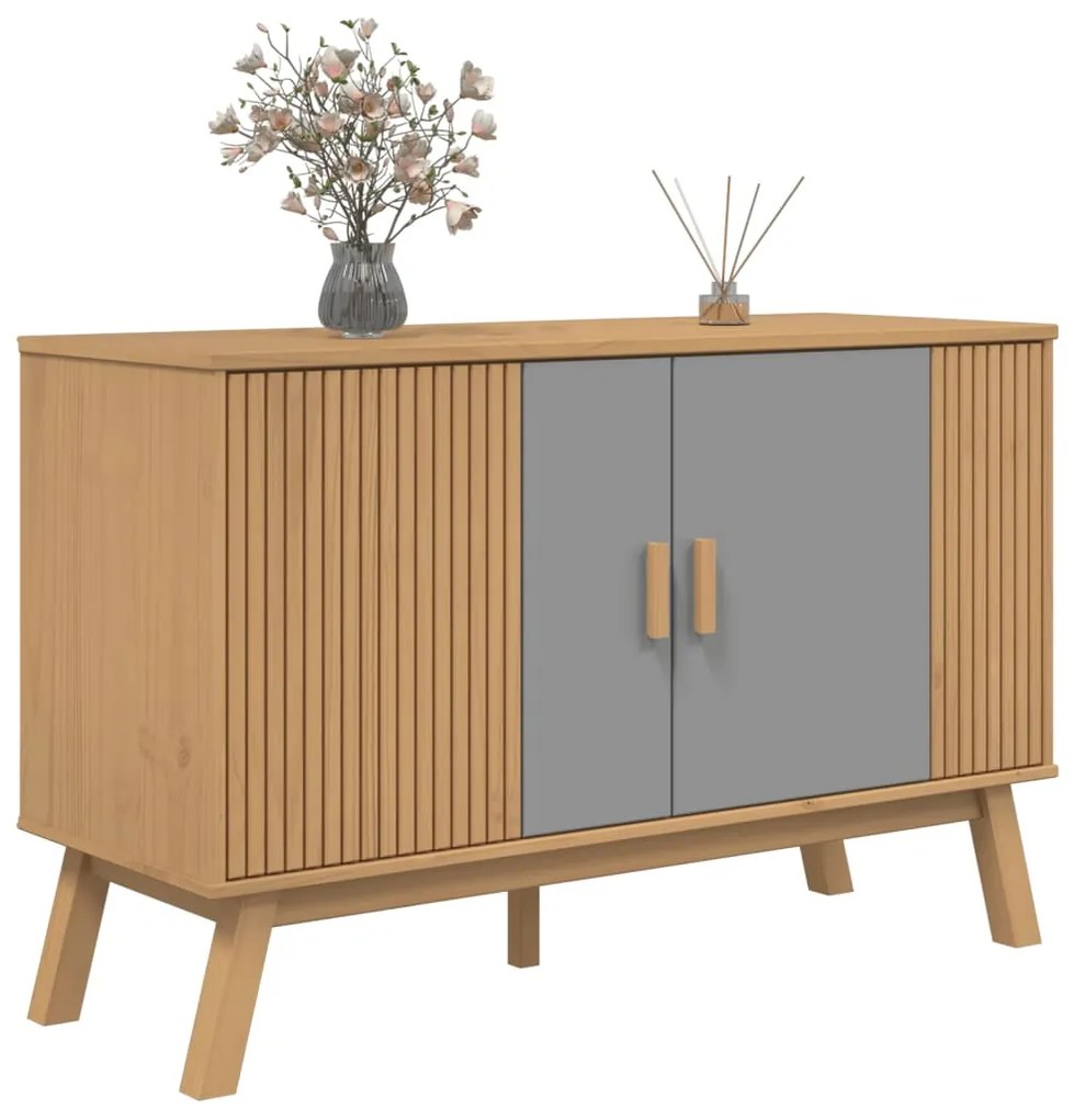 vidaXL Μπουφές OLDEN Γκρι &amp; Καφέ 114x43x73,5 εκ. από Μασίφ Ξύλο Πεύκου