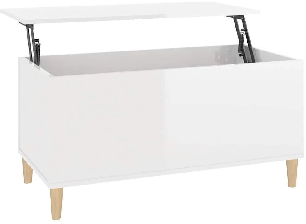 vidaXL Τραπεζάκι Σαλονιού Γυαλ. Λευκό 90x44,5x45 εκ. Επεξεργ. Ξύλο