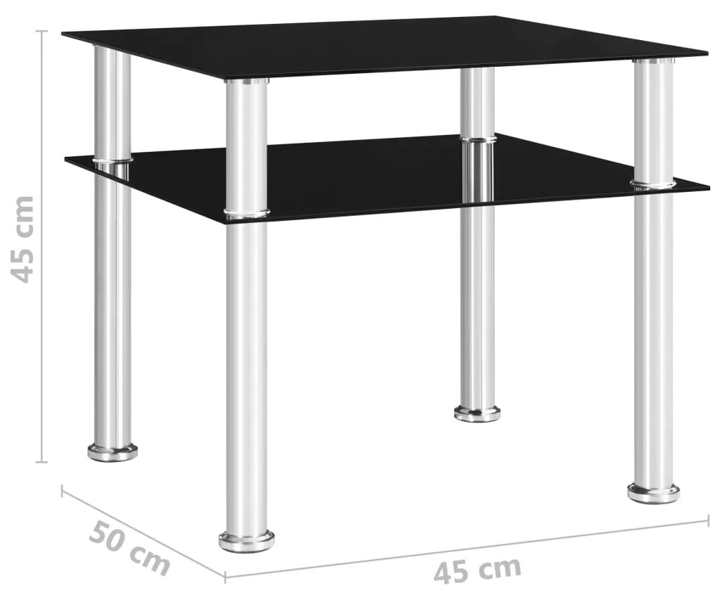 vidaXL Τραπέζι Βοηθητικό Μαύρο 45 x 50 x 45 εκ. από Ψημένο Γυαλί