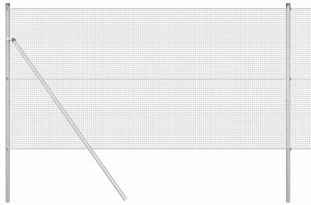 vidaXL Φράχτης με Στήλες. Ασημί 1.2 x 10 m Ατσάλι