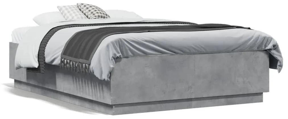 Πλαίσιο Κρεβατιού με LED Γκρι Σκυρ. 140x190 εκ. Επεξ. Ξύλο - Γκρι