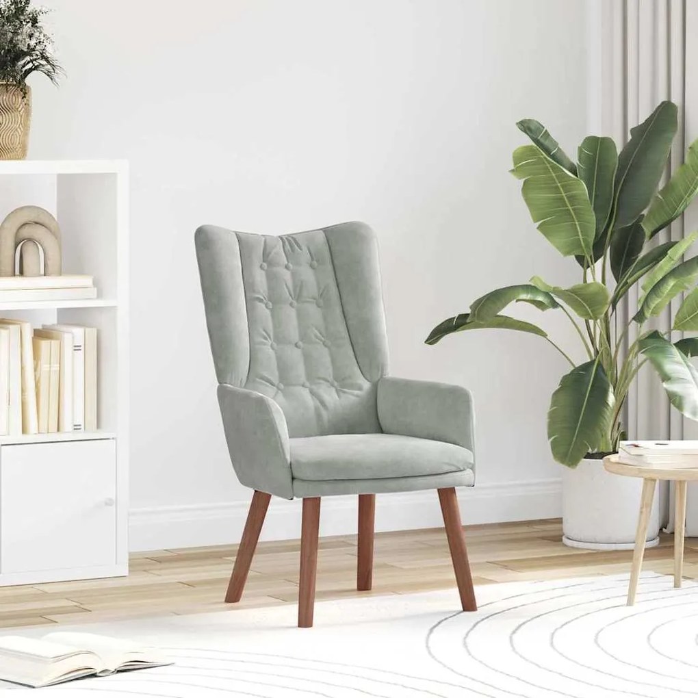 vidaXL Χαλαρωτική Πολυθρόνα Ανοιχτό γκρι 63 x 67 x 94 εκ. Βελούδο