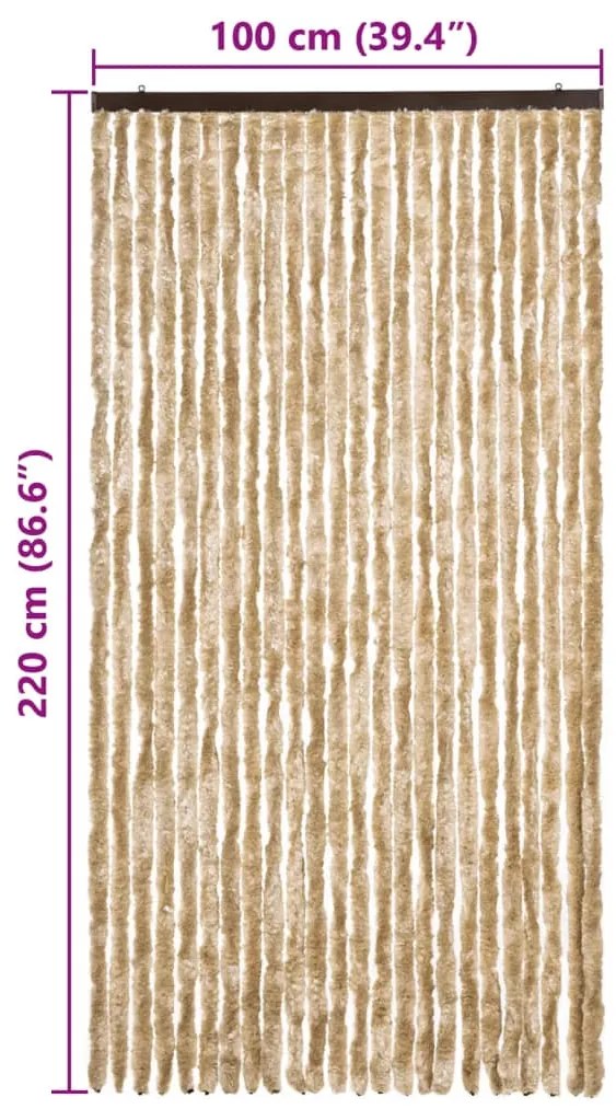 vidaXL Σήτα - Κουρτίνα Πόρτας Μπεζ 100 x 220 εκ. από Σενίλ