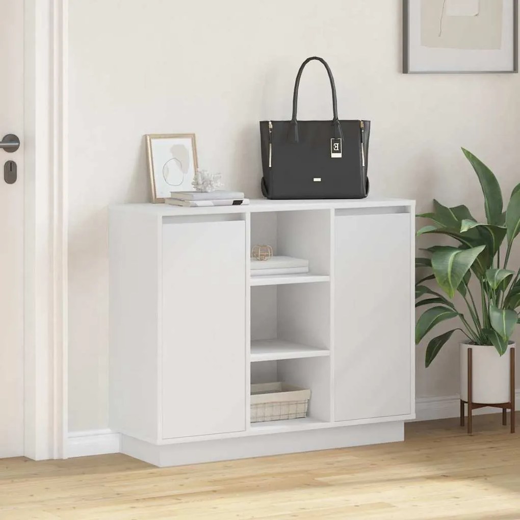 vidaXL Κομοδίνο με ράφι Λευκό 90 x 32 x 75 εκ Επεξεργασμένο ξύλο