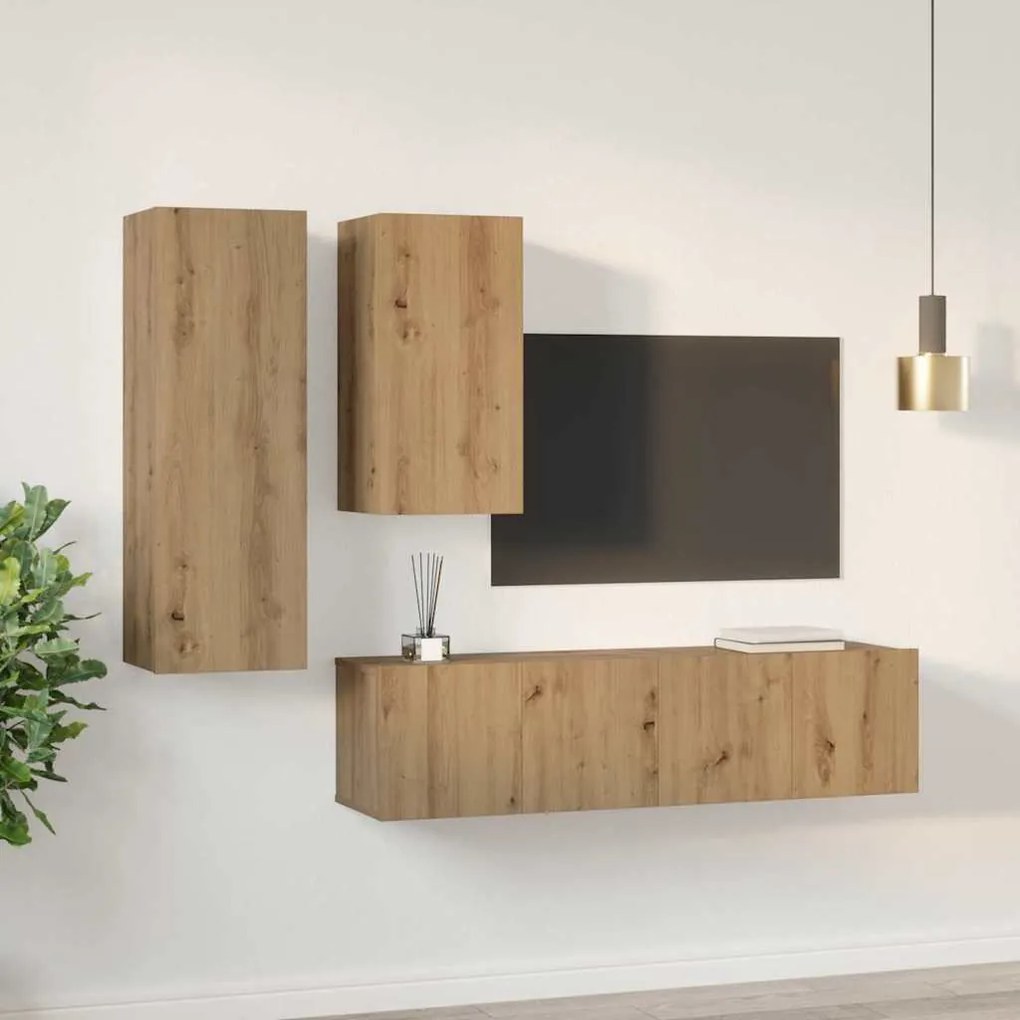 vidaXL Σετ επίπλου τηλεόρασης 4 pcs artisan δρυς 30.5 x 30 x 90 cm