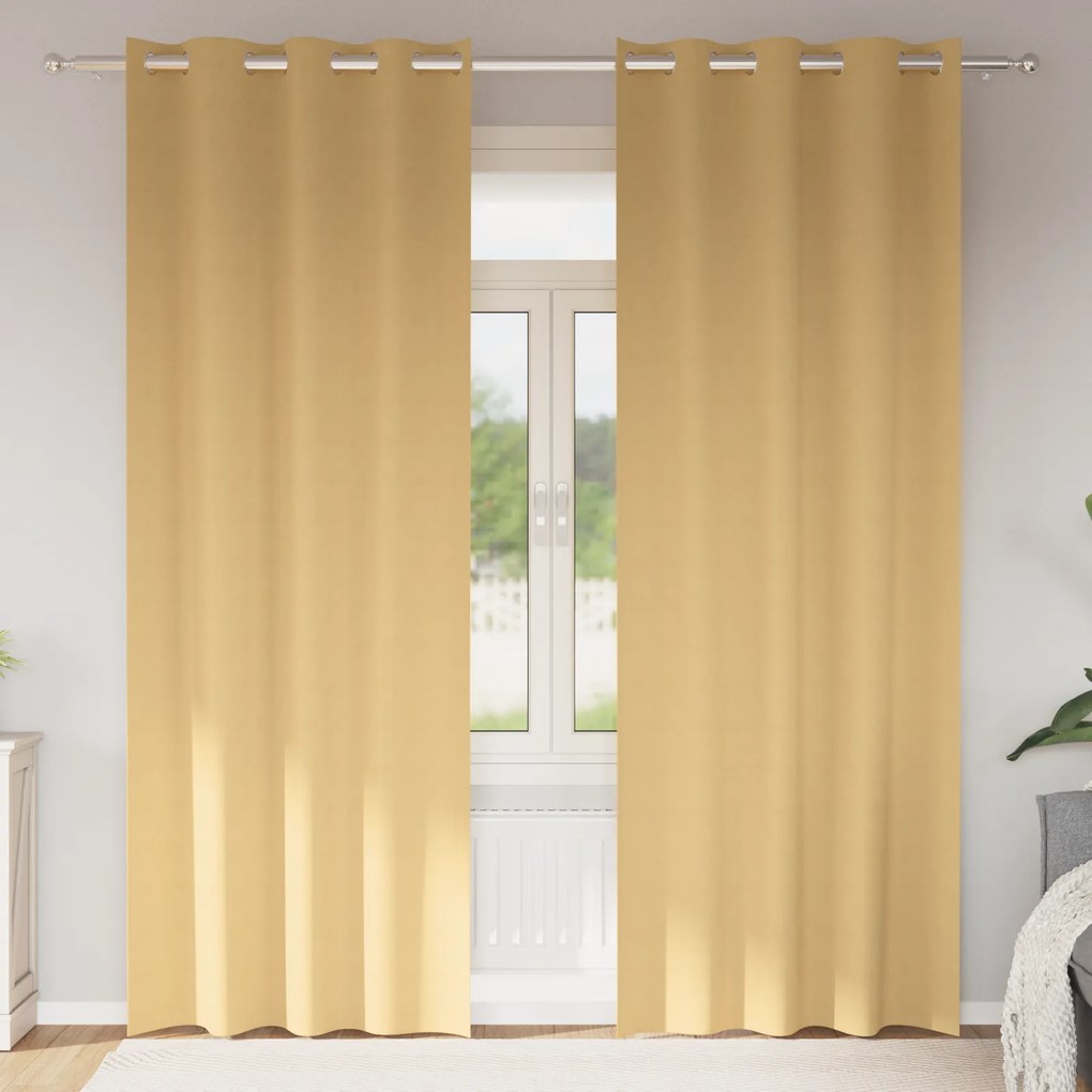vidaXL Κουρτίνες με κουρτίνες 2 pcs Μπεζ 225 x 140 εκ. Πολυεστέρας