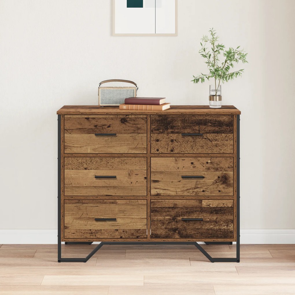 vidaXL Κουτί με Συρτάρια Παλιού Ξύλου 91x35.5x74.5 εκ Επεξεργασμένο Ξύλο
