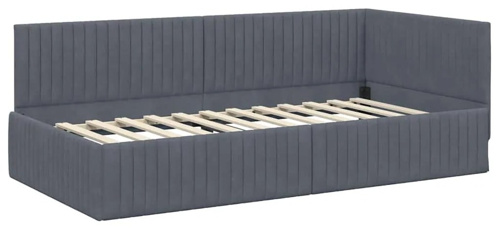 vidaXL Κρεβάτι Γωνίας με κεφαλάρι Σκούρο Γκρι 100 εκ x 200 εκ Βελούδο