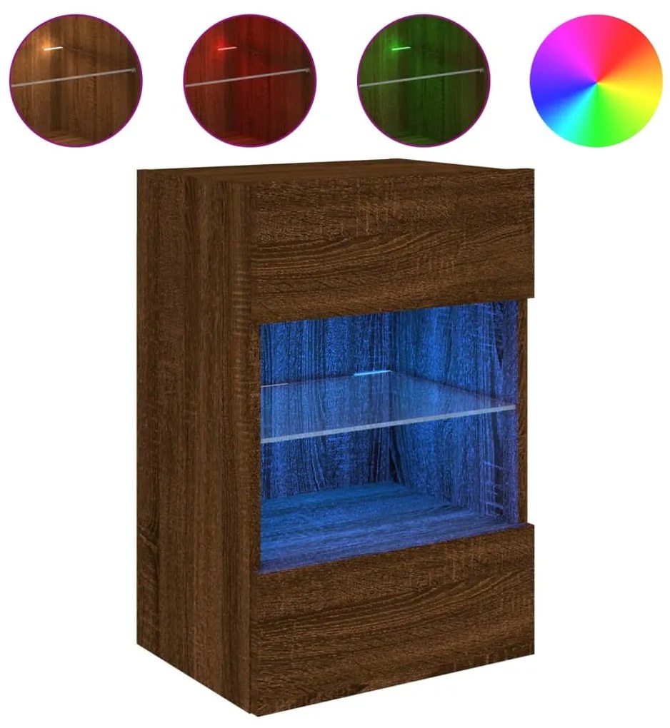 vidaXL Έπιπλο Τοίχου Τηλεόρασης με LED Καφέ Δρυς 40x30x60,5 εκ.