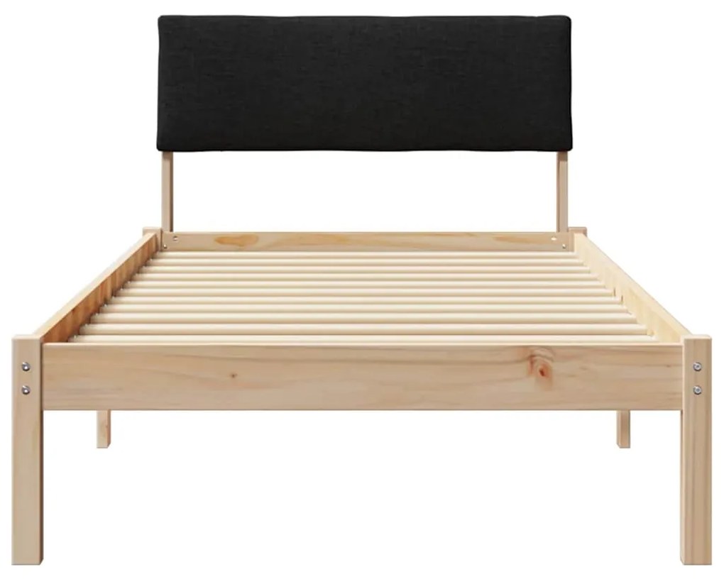 vidaXL Σκελετός Κρεβατιού Καφέ και μαύρο 90 x 190 cm Μασίφ ξύλο πεύκου