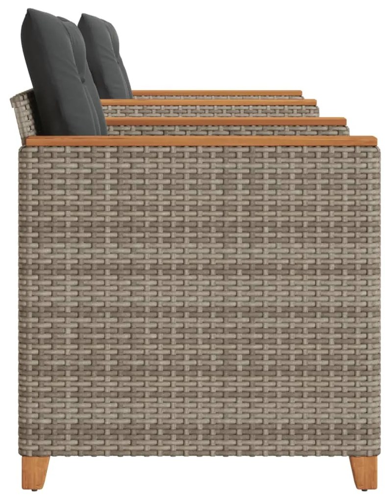 vidaXL Σετ Επίπλων Bistro 3 τεμ. Γκρι Συνθ. Ρατάν/Ακακία + Μαξιλάρια