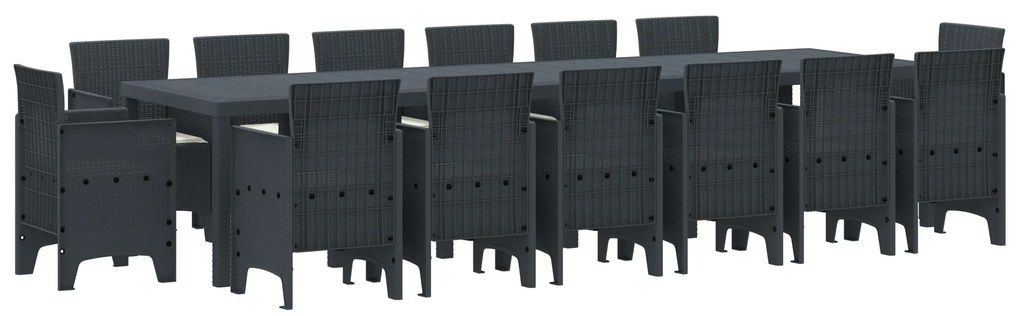 vidaXL Σετ Τραπεζαρίας Κήπου με Μαξιλάρια 15 pcs Ανθρακί Large