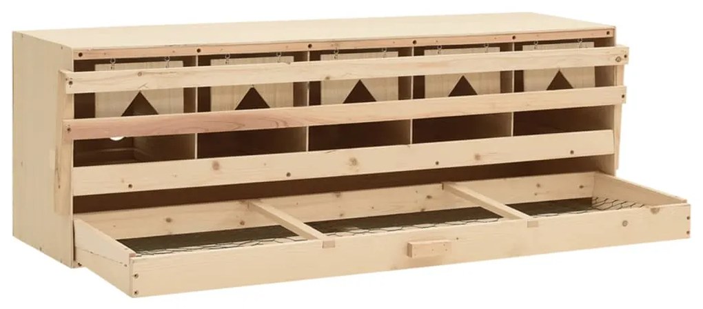 vidaXL Φωλιά για Κότες με 5 Θέσεις 117x33x38 εκ. από Μασίφ Ξύλο Πεύκου