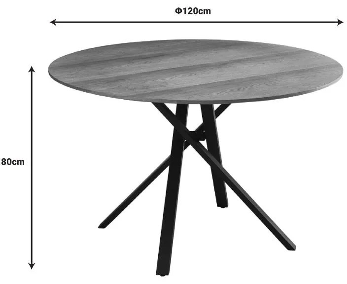 Tραπέζι Cerco sonoma mdf και μαύρο μεταλλικό πόδι Φ120x75εκ 120x120x75 εκ.